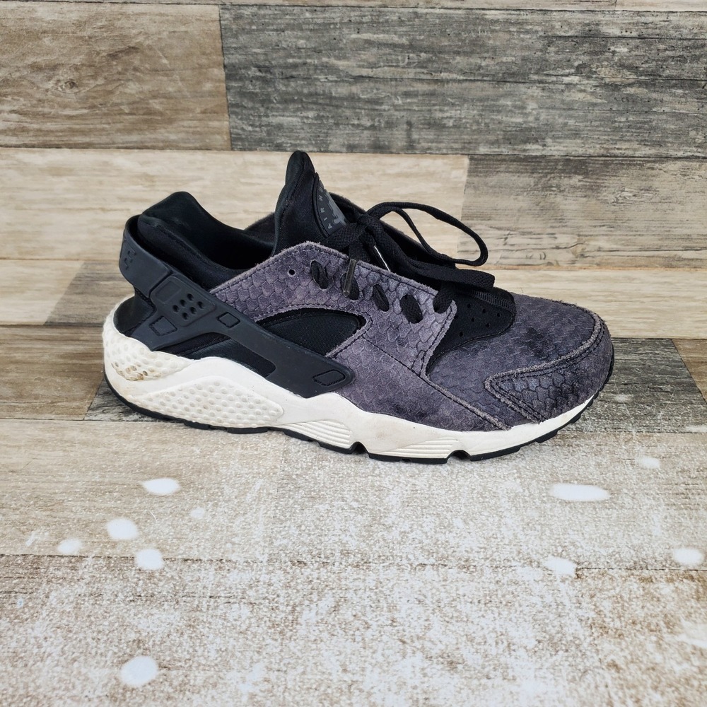 Nike Air Huarache Run Premium Womens Shoes Sz 8.5 Running Gray Black Sneakers